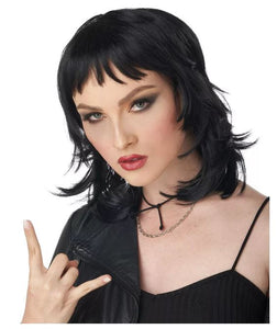 80'S Rebel Rock Black Wig
