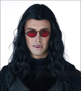 Mens Long Black Wavy Wig