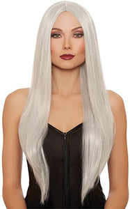 Grey/White Extra Long Straight Wig