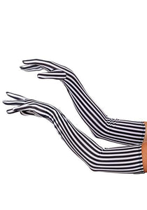 Black and White Striped Gloves