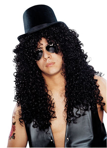 Black Curly Rocker Deluxe Wig