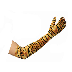 Long Tiger Velour Gloves