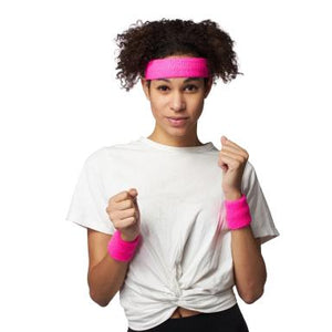 80'S Pink Headband and Wristbands