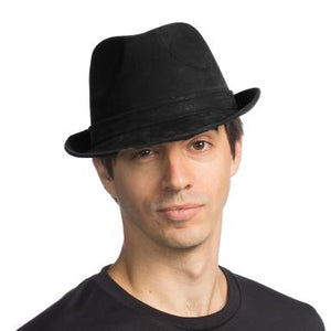Black Leatherlike Fedora Hat