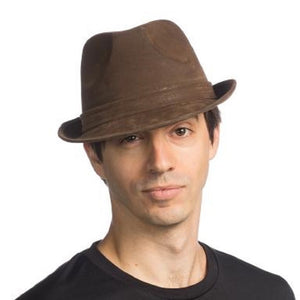 Brown Leatherlike Fedora Hat