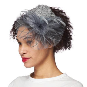Glittery Silver Deco Fascinator