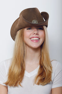 Leatherlike Brown Cowhand Hat