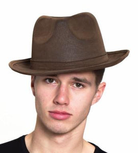 Leatherlike Brown Gangster Hat