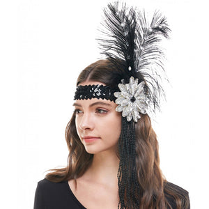 Large Black Flapper Headband