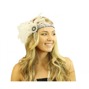 Large White Pearl Flapper Headband