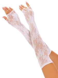 White Opera Floral Fingerless Gloves