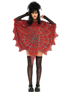 Red Glitter Web Poncho