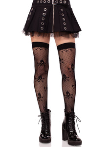 Dotted Skull Net Thigh High