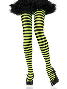 Nylon Stripe Tights Black/Yellow