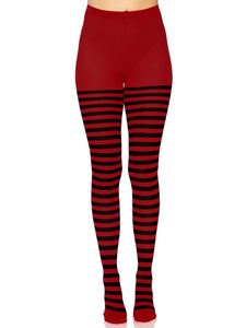 Nylon Stripe Tights Black/Red