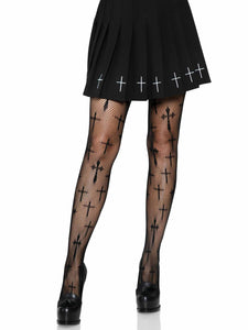 Worship Me Cross Fishnet Black