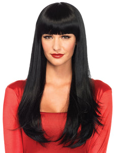 Long Black Wig With Bangs
