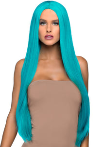 33" Long Straight Center Part Turquoise
