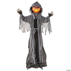 6FT Animated Pumpkin Man in Black Robe
