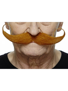 XL Long Curled Moustache Berry Blonde