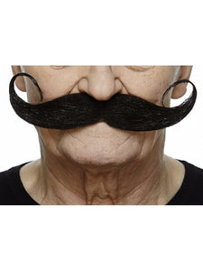 XL Long Curled Moustache Black