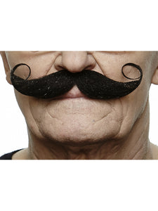 Long Curl Gentlemans Moustache Black