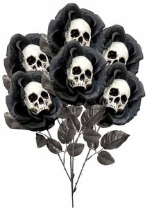 Halloween Black Rose With Skull