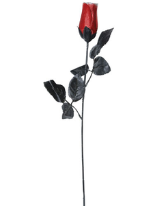 Dark Red Rose With Silver Glitter