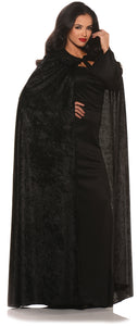 55" Black Velvet Cape With Collar