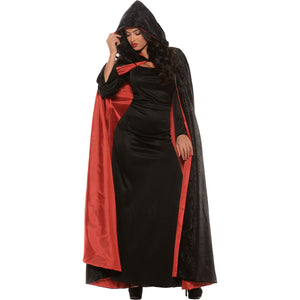 Hooded Velvet Cape With Red Lining O/S