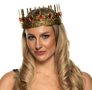 Gold Metal Crown With Red Jewels